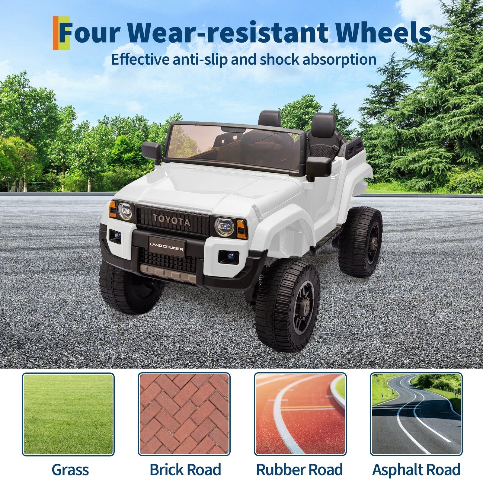 Garvee Ride P Series 24V Kids Electric Ride-On Car w/Parent Remote Control, 4WD/2WD Switch, Bluetooth Music, LED Lights & Shovel – 2-Seater Off-Road Toy for Over 3 Years, ASTM/CPSIA Certified