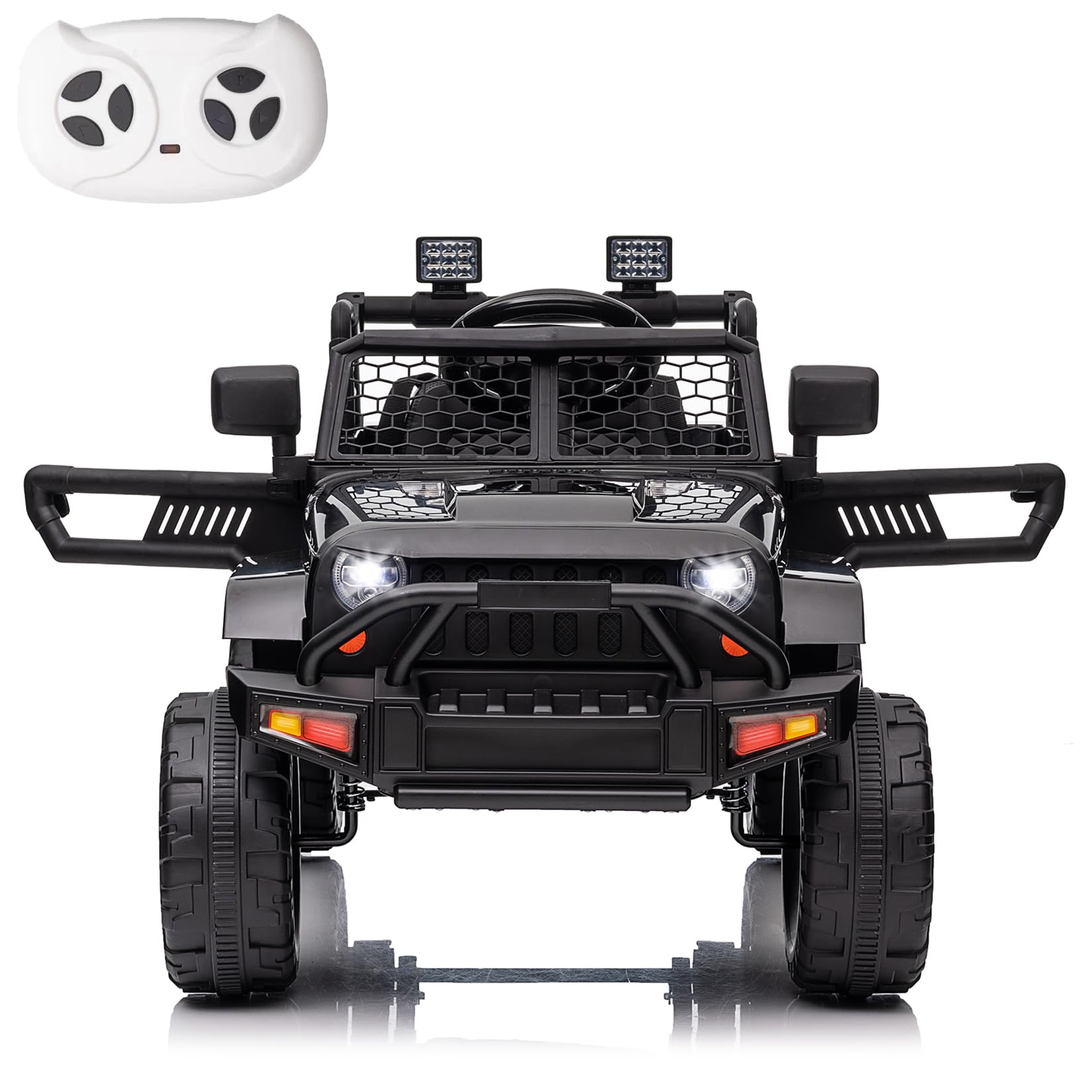 Garvee Ride - P Series: 12V Ride On Truck Car for kid : Remote Control, 3 Speeds, MP3 Music, Suspension, LED Lights,for 3+ Year Old - Black