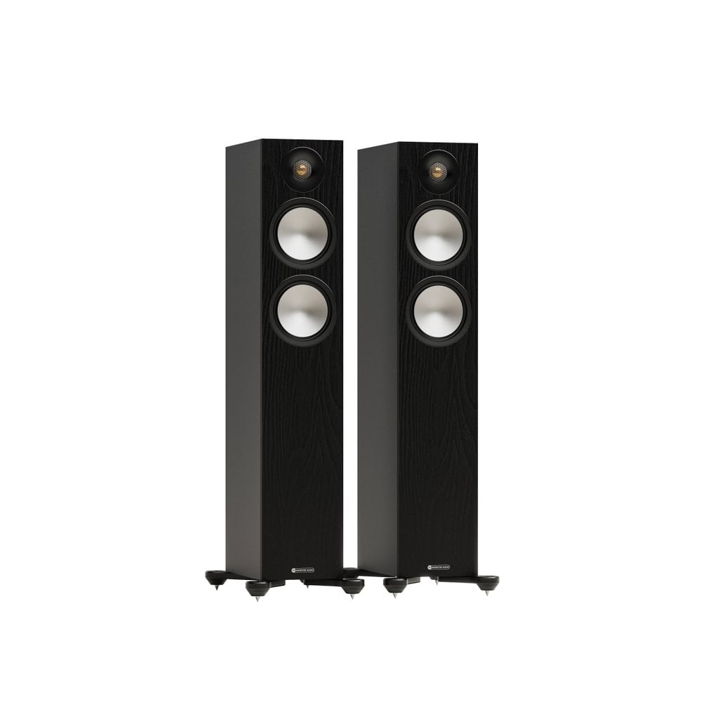Arcam A15+ Integrated Amplifier with Monitor Audio Bronze 300 7G Floorstanding Speakers Pair - Black