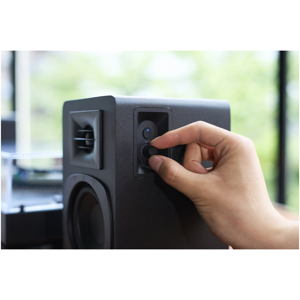 Audio Technica AT-SP3X Powered Bluetooth Bookshelf Speakers with AT-ST3 Stands Pair - Black