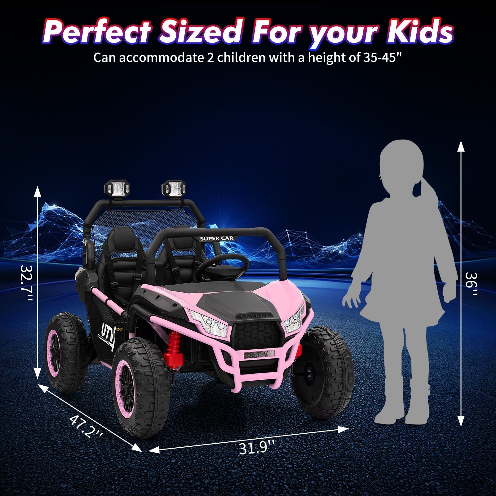 Garvee Ride - P Series: 2 Seater 24V Ride On Car,Electric Vehicle Utv Car for Kids,400W Motors Electric Truck With Remote,4.5MPH Max Speed,Four-Wheel Suspension,Music,Best Gift for Kids,Pink