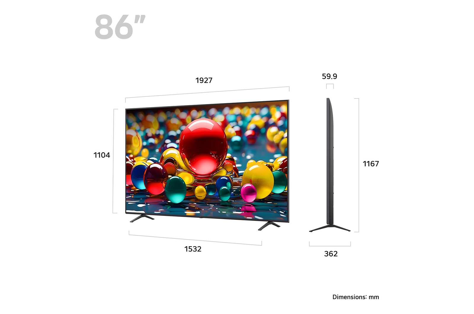 LG 86UA74006LB 86 Inch AI ThinQ UA74 4K UHD HDR Smart TV