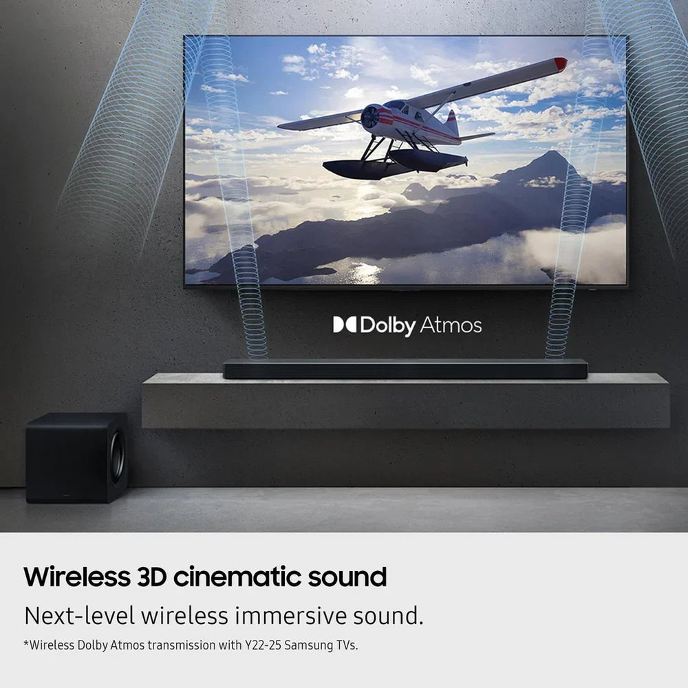 Samsung QE55S95FATXXU 55 Inch OLED S95F 4K UHD HDR Smart AI TV with HW-QS700F 3.1.2ch Q-Series Soundbar Bundle