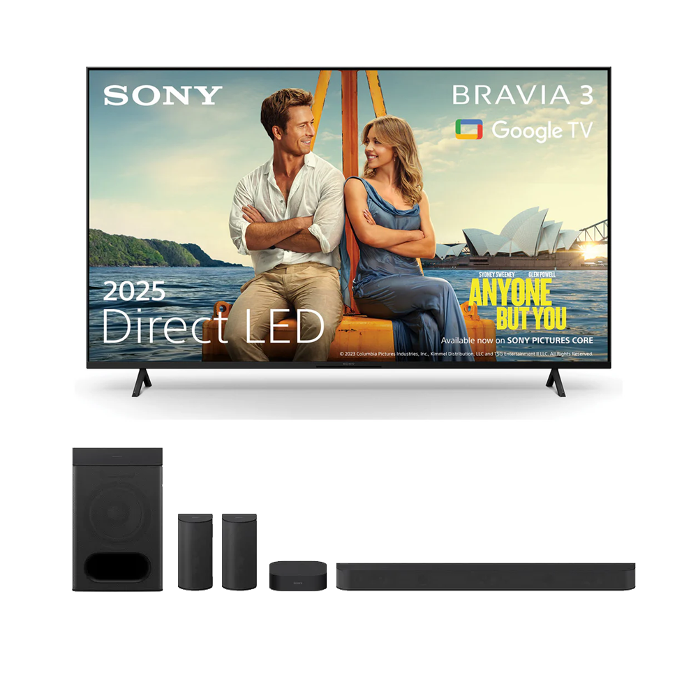 Sony K55S38B 55 Inch Bravia 3 LED 4K UHD HDR Smart Google TV and Sony HTS60 5.1ch BRAVIA Theatre System 6 Dolby Atmos Home Theatre System 1000W Bundle