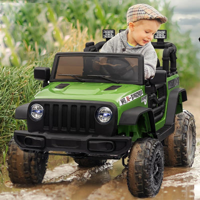 Garvee Ride - P Series: 12V Kids Electric Vehicles with Remote Control, 2 Speeds, Spring Suspension, LED Headlight, Bluetooth, Music, Battery Powered Car for Kids - Green