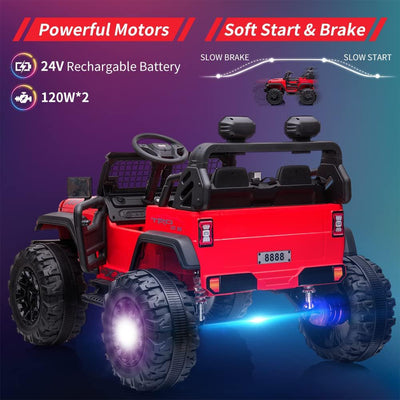 Garvee Ride - P Series: 24V Kids Ride-on Truck with Parental Remote Control, Battery Powered Ride on Car for Boys Girls 3-6 Yrs, Red