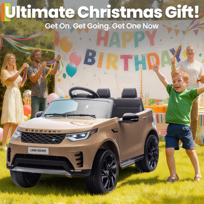 Garvee Ride P Series 12V Kids Ride On Car Land Rover Style Dual Motors 3 Speed Modes 4.5Ah Battery Safety Seatbelt Remote Control Black Outdoor Play - Brown