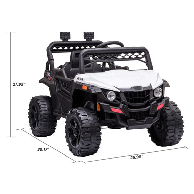 Garvee Ride - P Series: 12V Kids Car: Ride-On Truck, Remote, Suspension, LED, 1.8-3.7 MPH, MP3, Engine Sound, ASTM Certified, for 3-7 Years - White