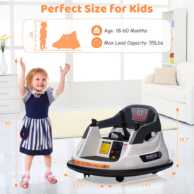 Garvee Ride - P Series: 12V Kids Bumper Car with Remote Control, LED Lights & 360 Degree Spin, Indoor and Outdoor Kids Toy for 18+ Months Kids - White