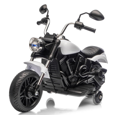 Garvee Ride - P Series: 12V Electric Motorcycle for Kids, 3-Wheel Ride-On Toy with Detachable Training Wheels, White, Toddler Outdoor Ride-On