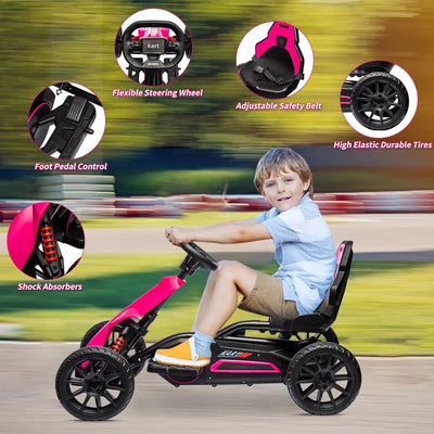 Garvee Ride - P Series: 12V Electric Go Kart for Kids,7Ah Battery Powered Car for Toddlers, Ajustable Seat, High/Low Variable Speeds,EVA Wheels, for 3-6 Years - Pink