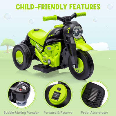 Garvee Ride - P Series: 6V Battery-Powered Electric Motorcycle with 1.9 Mph Speed, Led Headlights, Music, Pedal, Forward/Reverse, 3 Wheels | Motorbike Toy Gift for Toddlers 3 and Up - Green