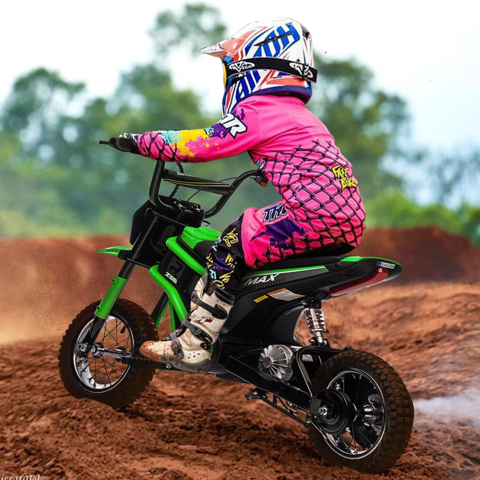 Garvee Ride - T Series: 24V-10A 350W Ride On Electric Dirt Bike For Kids Ages 5-17, 14.29MPH, 3-Speed - Green-7