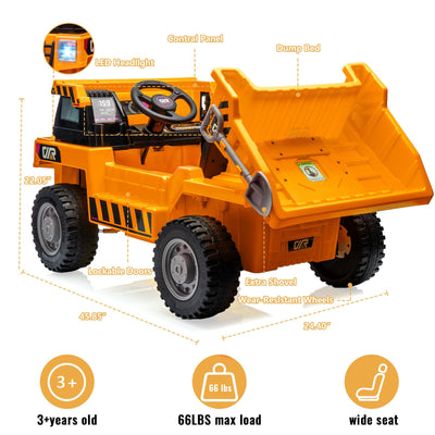 Garvee Ride - P Series: 4WD Ride On Car with Dump Truck, Electric Car for Kids with Remote Control, Toddler Car with Electric Dump Bed & Shovel, 2 Speeds,