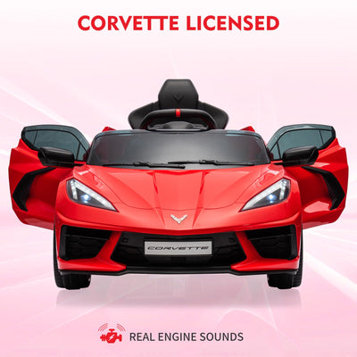 Garvee Ride - P Series: 12V Kids Ride on Car Licensed Corvette Battery Powered Car Toddles Electric Sports Car Toy with Remote Control, Visual Dashboard, LED Lights, Music, Gifts for Boys Girls, Red