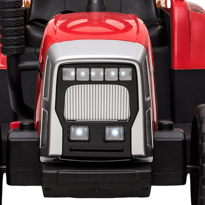 Garvee Ride - P Series: 12V Electric Tractor & Trailer for Kids, 3-6 Yrs - With RC - Red / 25W