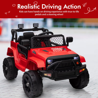 Garvee Ride - P Series: 12V Ride On Truck Car for kid : Remote Control, 3 Speeds, MP3 Music, Suspension, LED Lights,for 3+ Year Old - Red