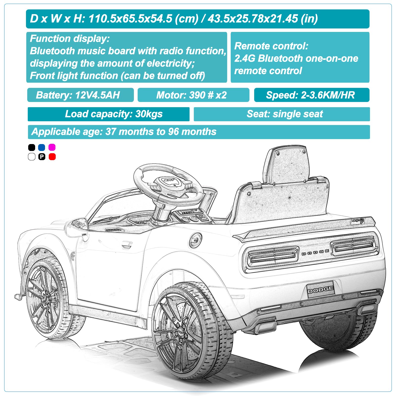 Garvee Ride - P Series: 12V Electric Vehicles Battery Powered with Remote Control, LED Lights, Bluetooth, MP3 for Boys Girls - Red