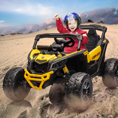 Garvee Ride - P Series: 12V Can-Am Ride-On UTV: Remote Control, Large Seat, Music, LED Lights, Spring Suspension, for Boys & Girls - Yellow