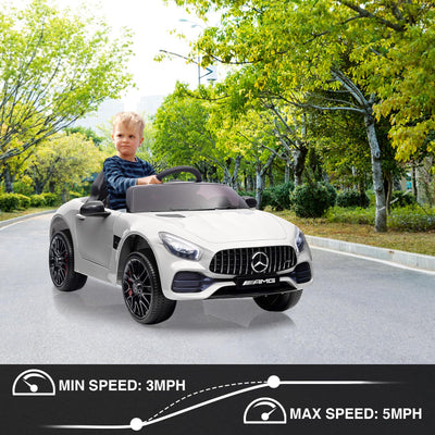 Garvee Ride Car for Kids, 12V Power Battery Electric Vehicles for 3-7 Toddlers, Licensed Mercedes-Benz with Remote Control, MP3 Player - White