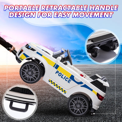 Garvee Ride - P Series: 12V Kids Ride On Police Car SUV Battery Operated Ride On Toy Toddlers Electric Cars with 2.4G Remote Control, LED Flashing Light, Megaphone, Spring Suspension, Handle, Music, White