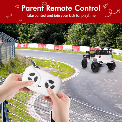 Garvee Ride - P Series: 12V Ride On Truck Car for kid : Remote Control, 3 Speeds, MP3 Music, Suspension, LED Lights,for 3+ Year Old - White
