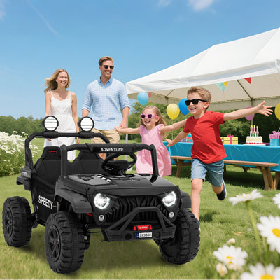 Garvee Ride P Series 24V Kids Toddler Ride On Truck 4WD 3 Speeds Large 7AH Battery Bluetooth MP3 Parent Safety Brake Red Outdoor Play - Black