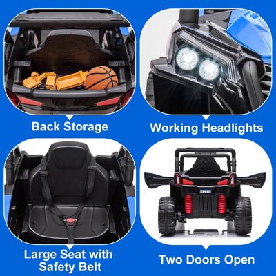 Garvee Ride - P Series: 12V Toy Electric Truck Utv with Large Wide Seat and Remote Control, Led Lights, Wireless Connection, Music, 2 Spring Suspension for 3-8 Boys & Girls