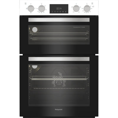 Hotpoint DIH10DW Built In Electric Double Oven with Enamel Liners White