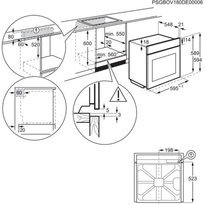 AEG 6000 Series BPS355061M Steam Bake Electric Single Built in Oven with Retractable Dials in Stainless Steel