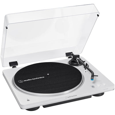 Audio Technica AT-LP70XBT Fully Automatic Bluetooth Wireless Turntable with AT-SP3X Powered Bookshelf Speakers HiFi Package White