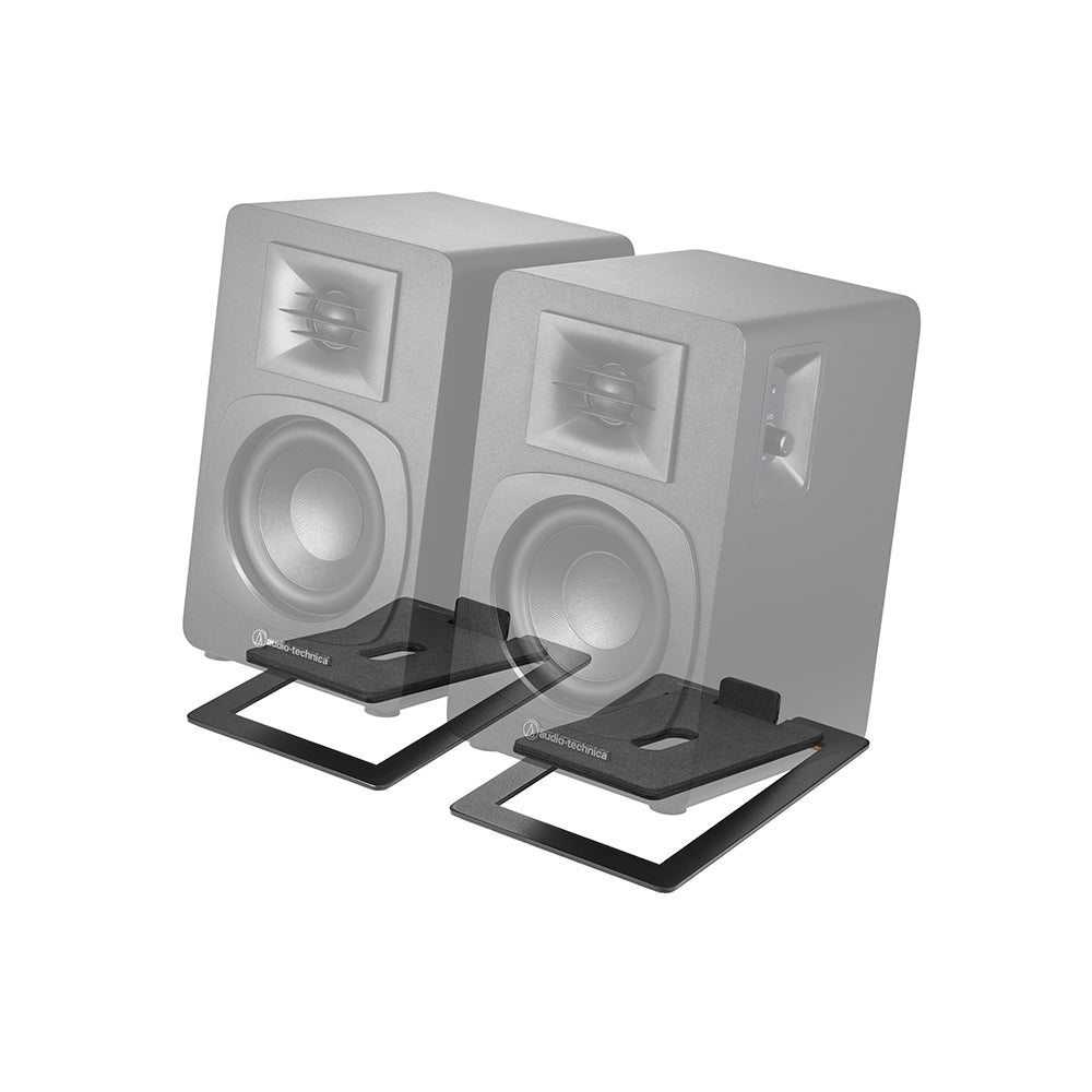 Audio Technica AT-SP3X Powered Bluetooth Bookshelf Speakers White with AT-ST3 Stands Pair