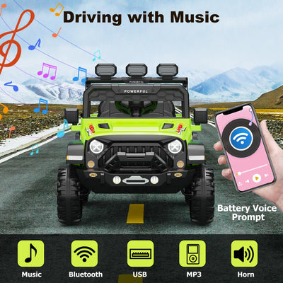 Garvee Ride - P Series: 3-6, Ride on Car with 2.4G Remote Control, 12V Battery Powered Electric Car for kids with 3 Adjustable Speeds, Soft Start, Battery Display, Music (Green)