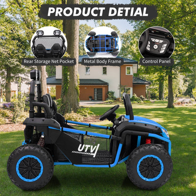 Garvee Ride - P Series: 2 Seater 24V Ride On Car,Electric Vehicle Utv Car for Kids,400W Motors Electric Truck With Remote,4.5MPH Max Speed,Four-Wheel Suspension，Music，Best Gift for Kids,Blue