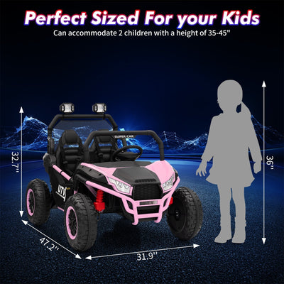 Garvee Ride - P Series: 2 Seater 24V Ride On Car,Electric Vehicle Utv Car for Kids,400W Motors Electric Truck With Remote,4.5MPH Max Speed,Four-Wheel Suspension，Music，Best Gift for Kids,Pink