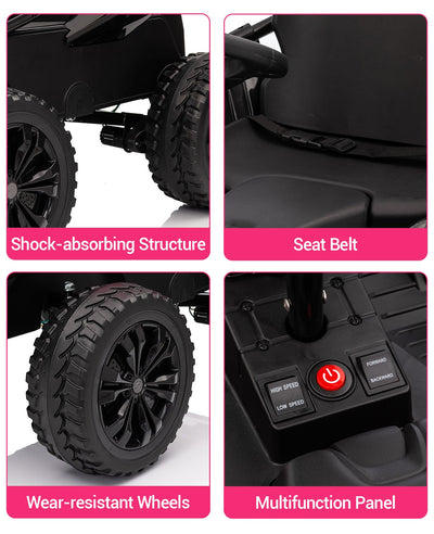 Garvee Ride - P Series: 24V Ride On Car for Big Kids, 6MPH 200W 4x4 Electric Toy with Remote, Metal Frame, Headlights, Shock Absorbers, Outdoor Adventure Vehicle Pink