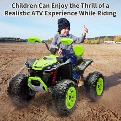 Garvee Ride - P Series: 24V 2-Seater Ride On ATV for Kids - 4-Wheel Battery Powered, High/Low Speed Modes, LED Lights, Music & Horn, Durable Wear-Resistant Wheels, Safe Non-Toxic Material, Outdoor Adventure - Green