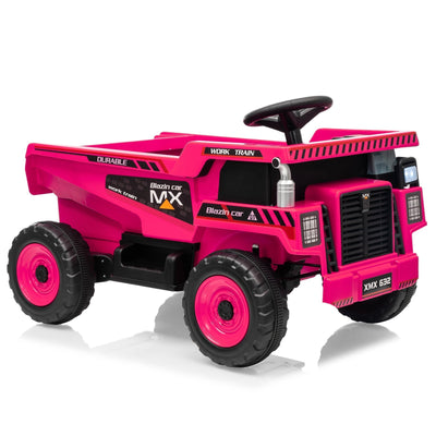 Garvee Ride - P Series: 12V Kids Ride On Dump Truck Electric Car Toy with Remote Control, Auto Dump Bed & Shovel, Durable Plastic, LED Lights & Music, Rose Red, Outdoor Play for Toddlers