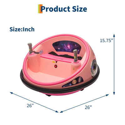 Garvee Ride B Series 12V Kids Electric Bumper Car with Parent Remote Control, 360° Spinning, Music, Safety Belt, Pink, Toddlers 2-3 Years