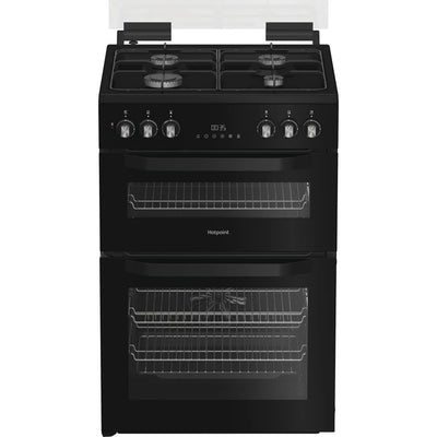 Hotpoint HDD6GDC2B1 60cm Dual Fuel Double Cooker with Glass Lid Black