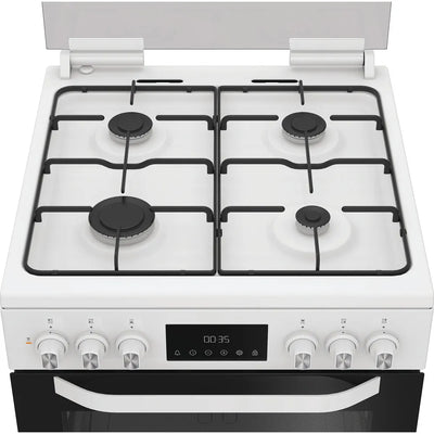 Hotpoint HDD6GDC2W 60cm Dual Fuel Double Cooker with Glass Lid White
