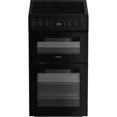 Hotpoint HDE5VDCB 50cm Electric Double Cooker with Ceramic Hob Black