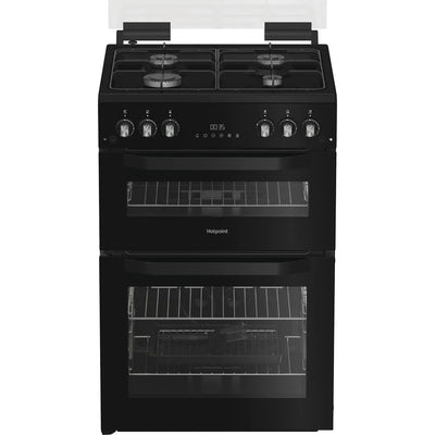 Hotpoint HDG6GDCB1 60cm Gas Double Cooker with Glass Lid Black