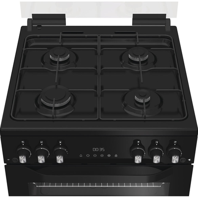 Hotpoint HTG6GDCB1 60cm Gas Twin Cooker with Glass Lid Black
