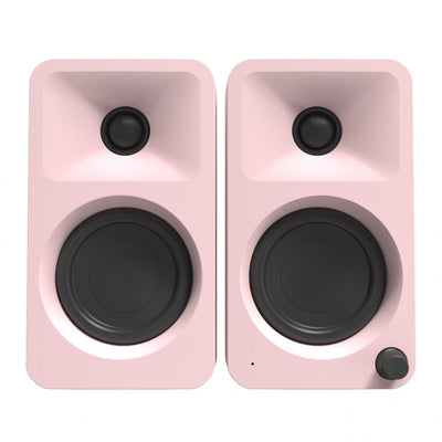 Kanto ORA 100W Powered Reference Desktop Speakers with Bluetooth & SE2 Speaker Stands Package Pink