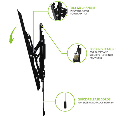 Kanto PT300 Tilting TV Mount for 32 to 90 inch TVs Black
