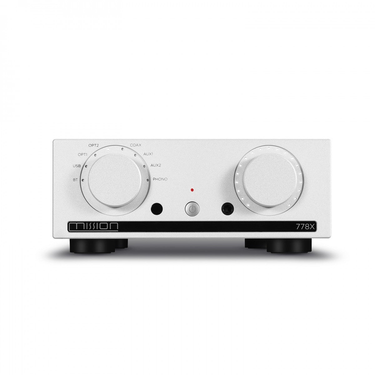 Mission 778X Integrated Amplifier Silver with Monitor Audio Bronze 50 7G Bookshelf Speakers White Pair HiFi Package
