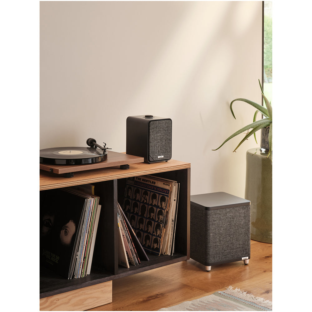 Pro-Ject T1 EVO Phono Turntable with Ruark MR1 MK3 Active Bluetooth Speakers & RS1 Subwoofer Black