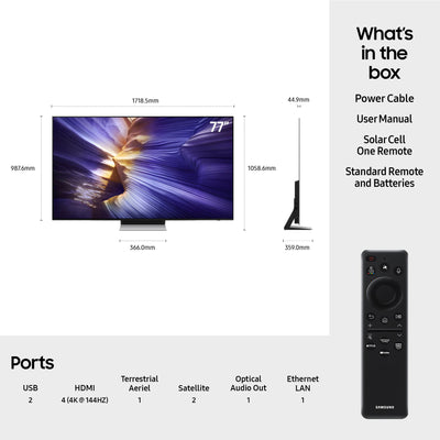 Samsung QE77S90FAEXXU 77 Inch S90F 4K OLED Ultra HD HDR Smart AI TV