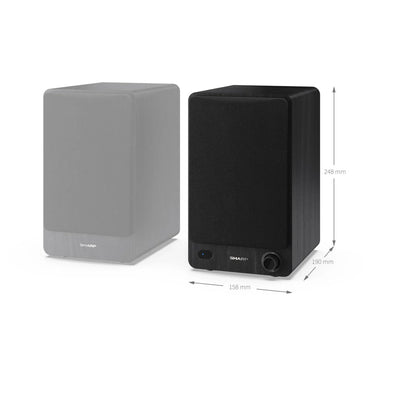 Sharp CP-SS30 BK Bluetooth 2-way Active Bookshelf Speakers Pair Black - Clearance